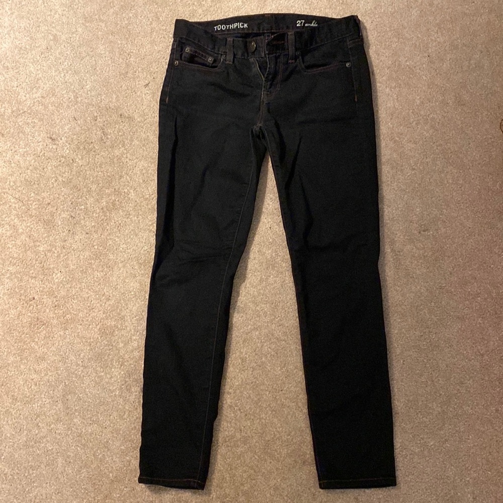 J Crew Black Ankle Toothpick Jean - size 27